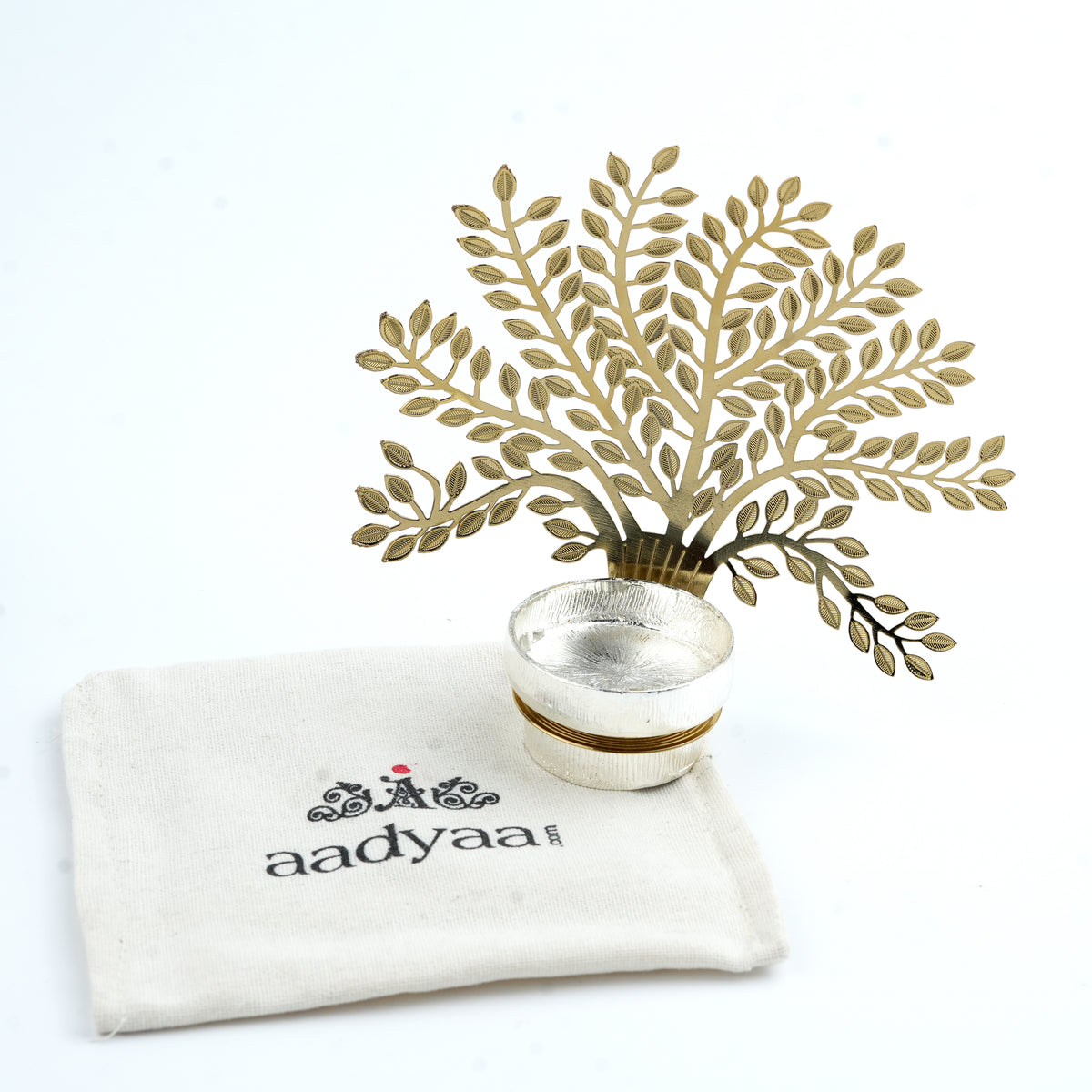 Silver Plated Metal Alloy Tree of Life Shadow Diya