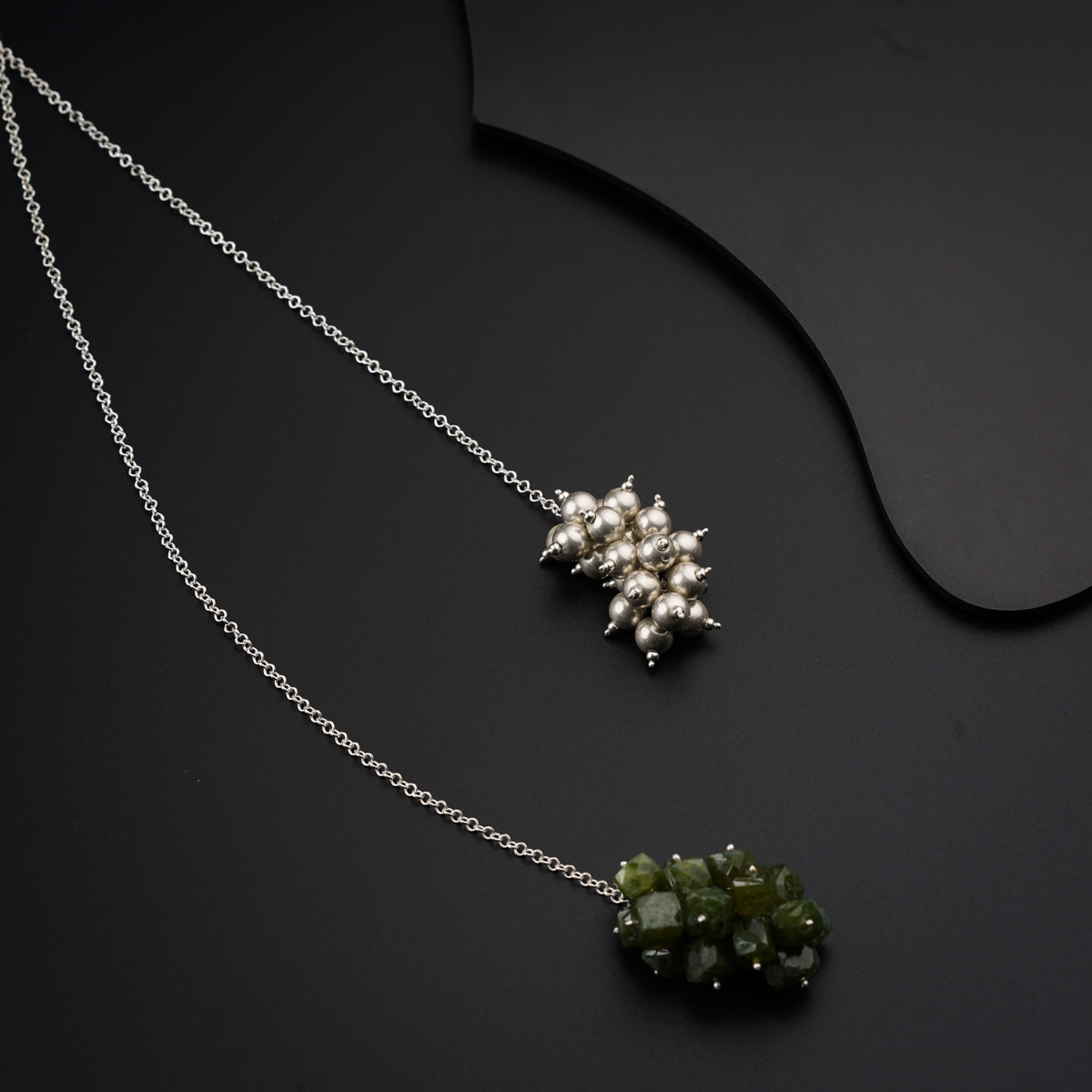 Tie and Wear Necklace: Silver Beads and Vasonite