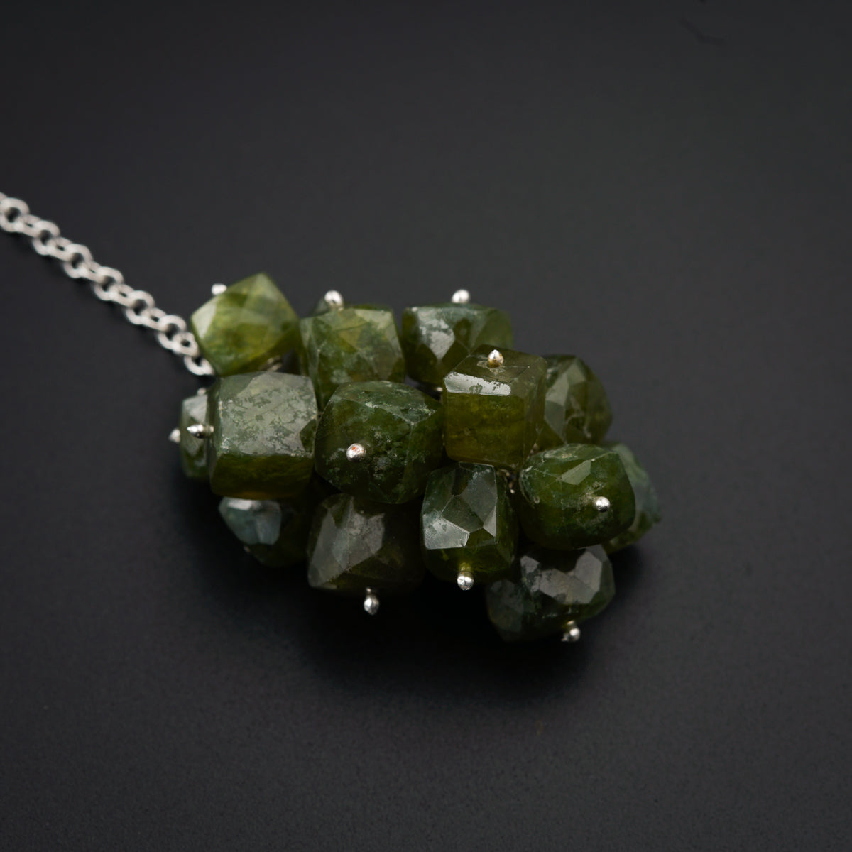 Tie and Wear Necklace: Silver Beads and Vasonite