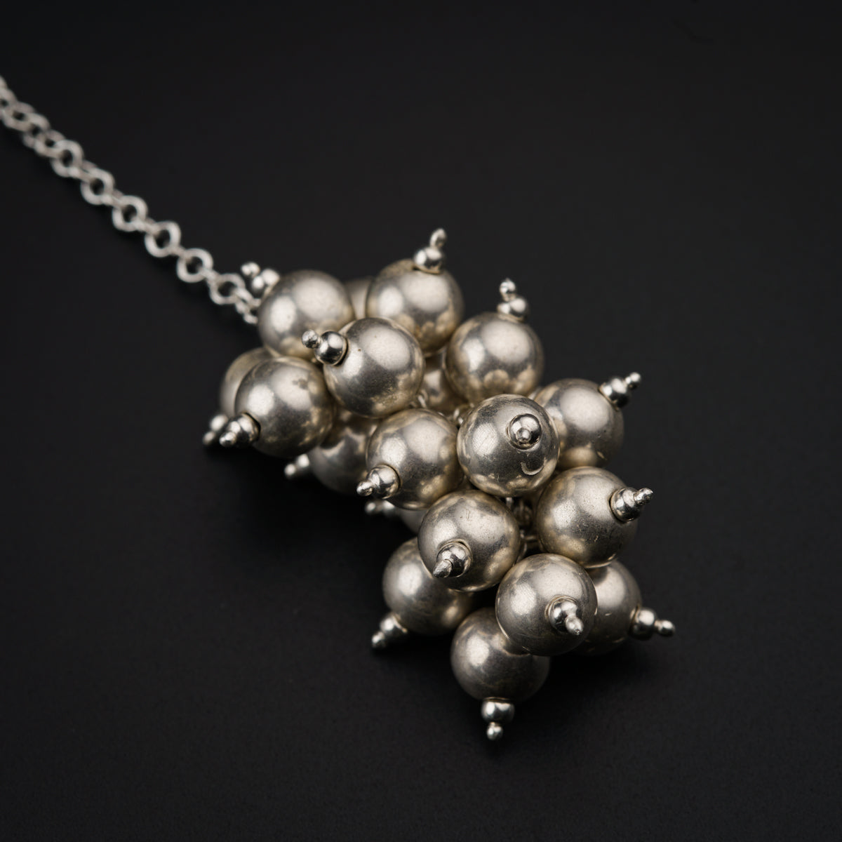Tie and Wear Necklace: Silver Beads and Vasonite