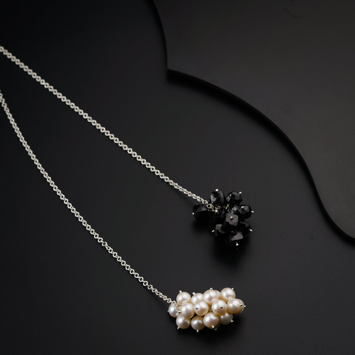 Tie and Wear Necklace: Fresh water Pearls And Black Spinel