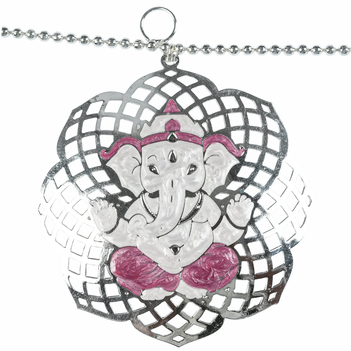Silver Plated Leaf & Lotus Toran with Pink Enamel