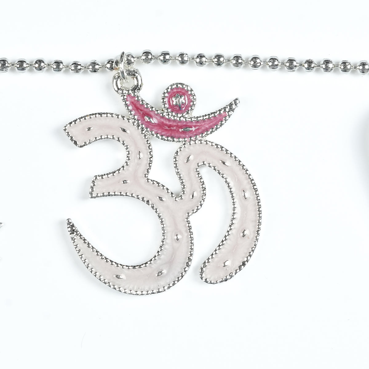 Silver Plated Leaf & Lotus Toran with Pink Enamel