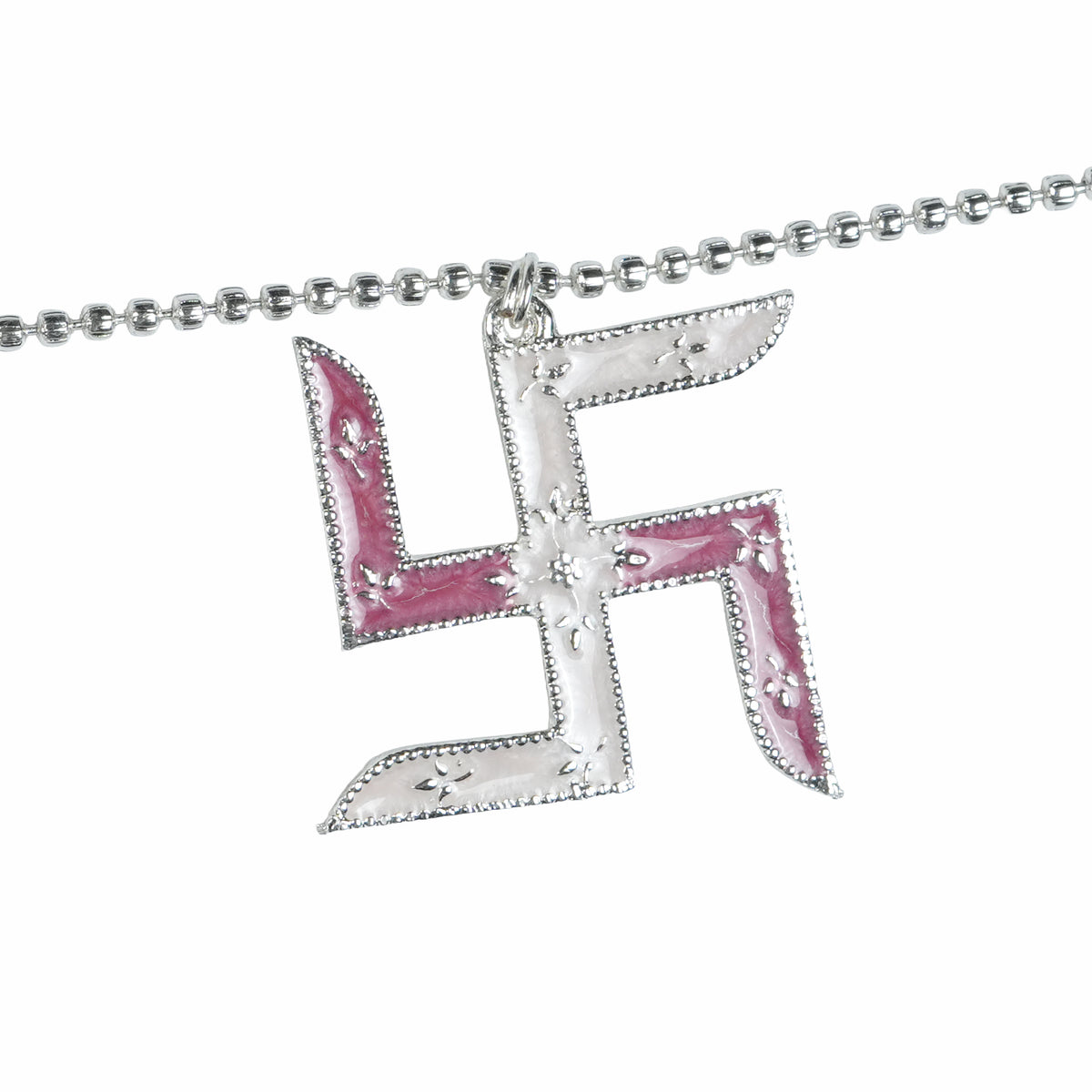 Silver Plated Leaf & Lotus Toran with Pink Enamel