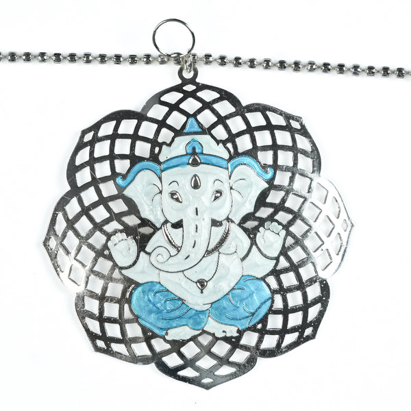 Silver Plated Leaf & Peacock Toran with Blue Enamel