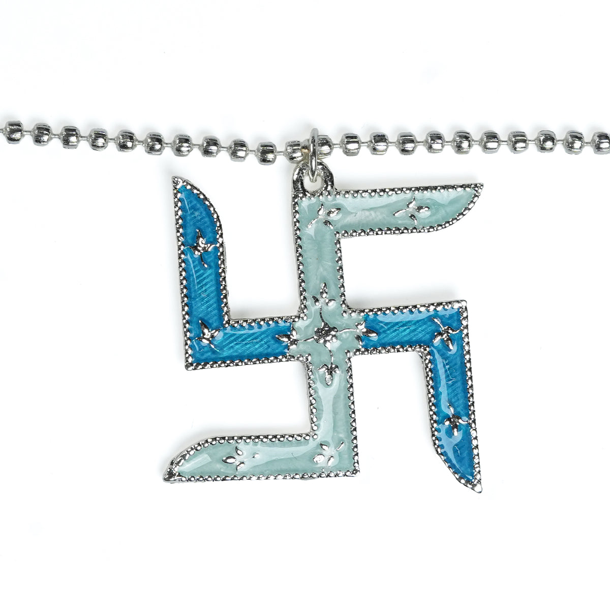 Silver Plated Leaf & Lotus Toran with Blue Enamel