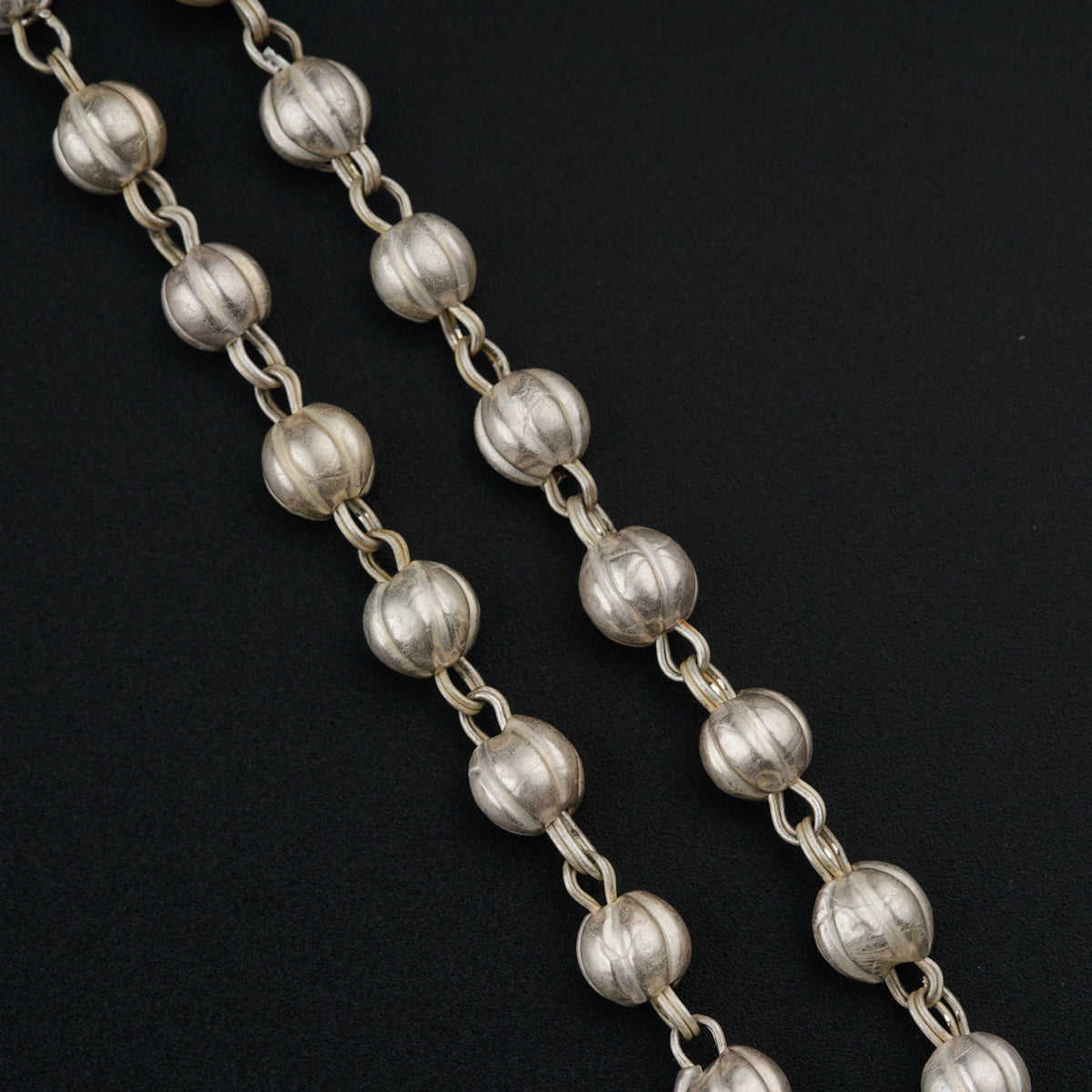 Silver set with double layered pearls and mohanmaal