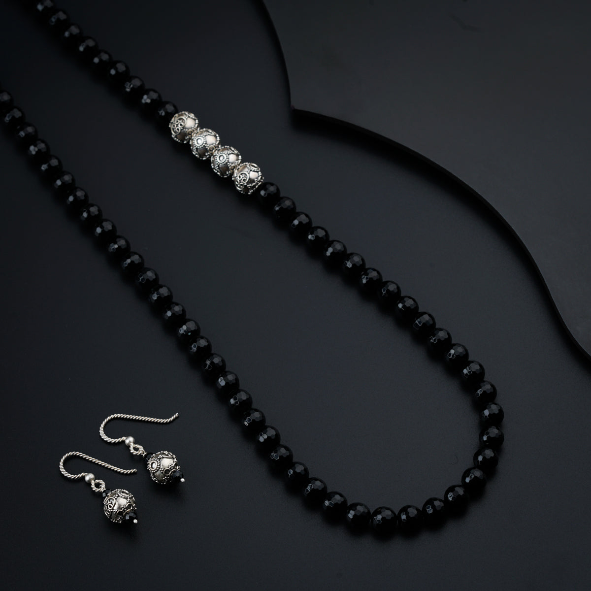 Tribal: Silver with Black Spinel Necklace