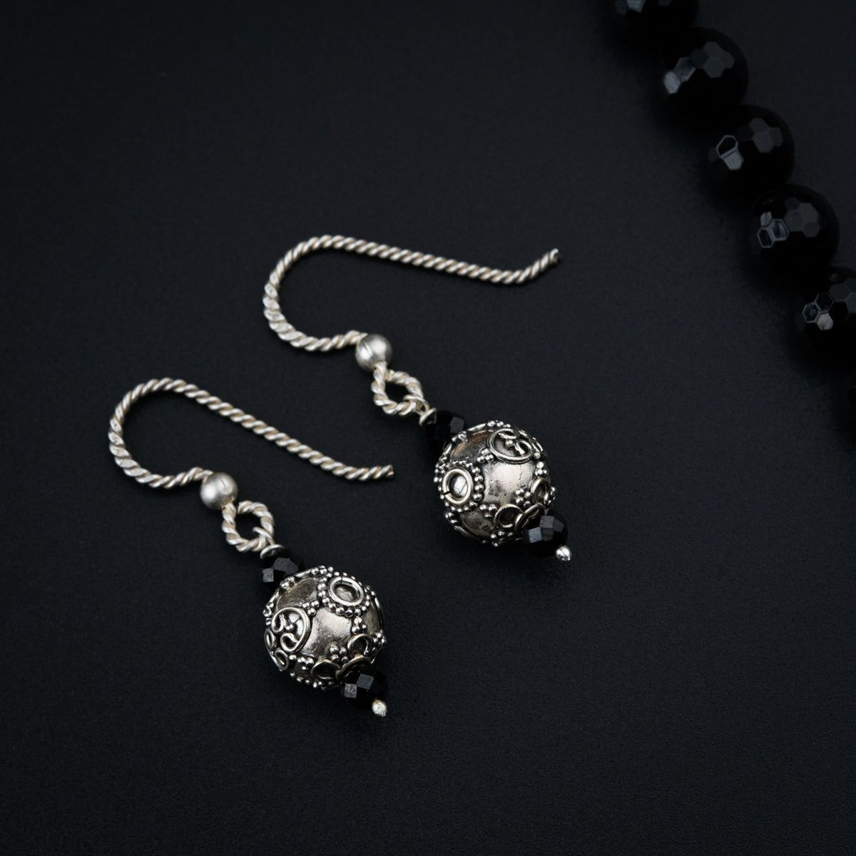 Tribal: Silver with Black Spinel Necklace
