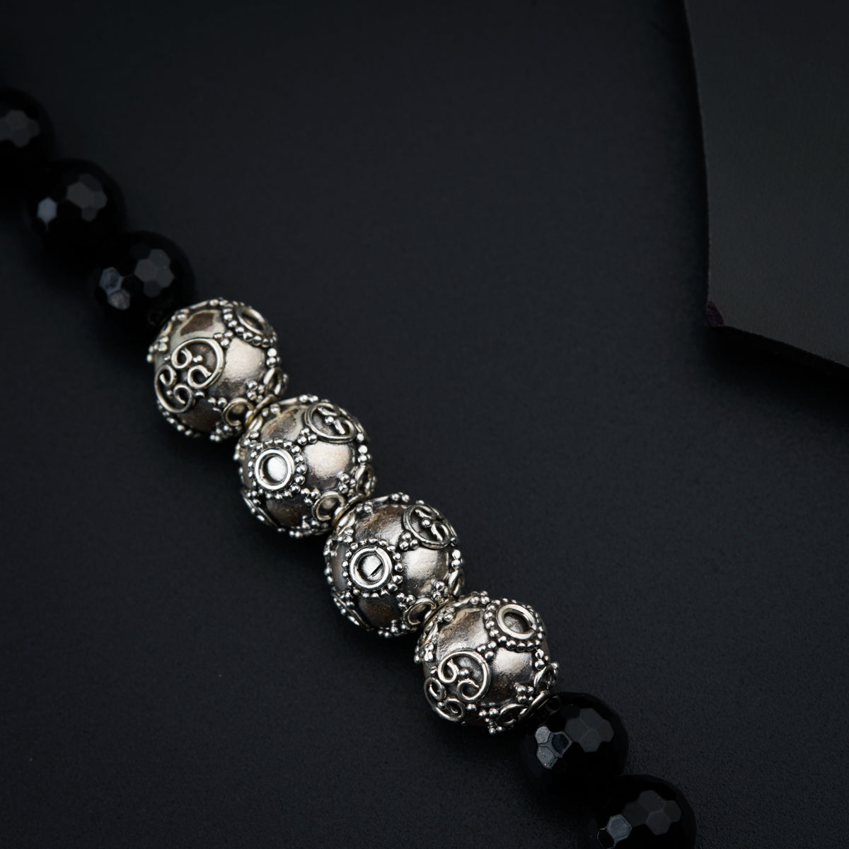 Tribal: Silver with Black Spinel Necklace
