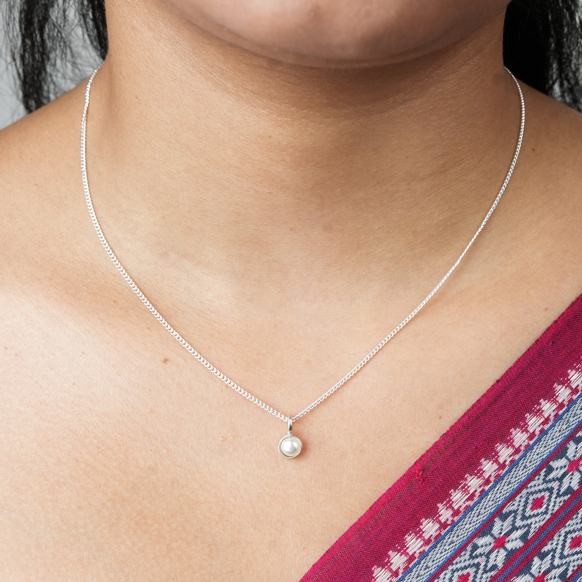 Single Pearl Necklace | 92.5 Silver