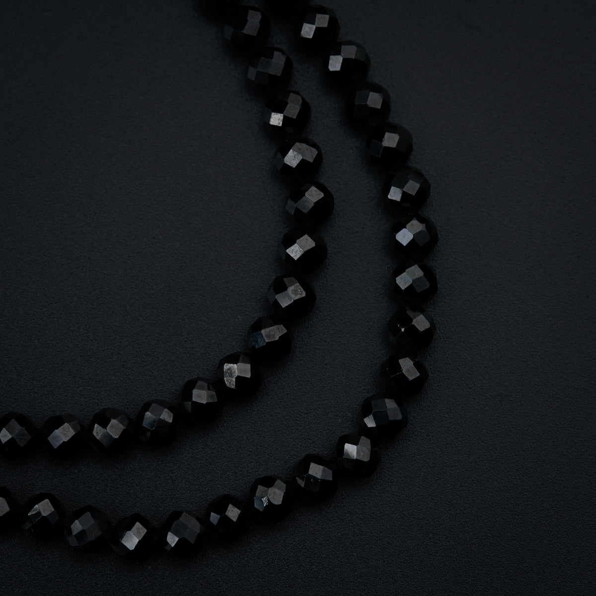Silver two layer set with Black Spinel and Pearls