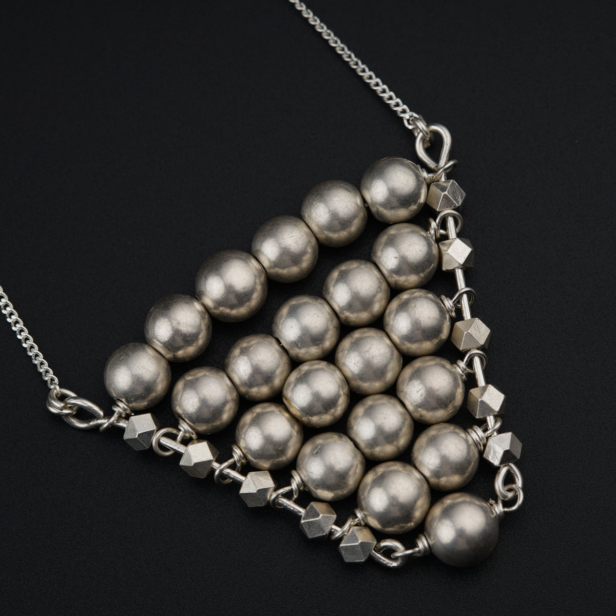 Silver Beads Triangle Set