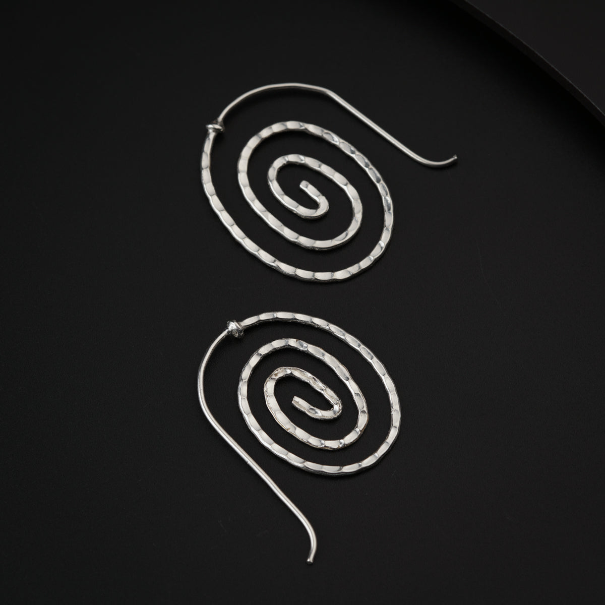 Silver Spiral Hammered Earrings