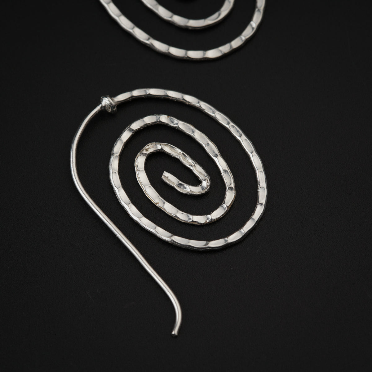 Silver Spiral Hammered Earrings