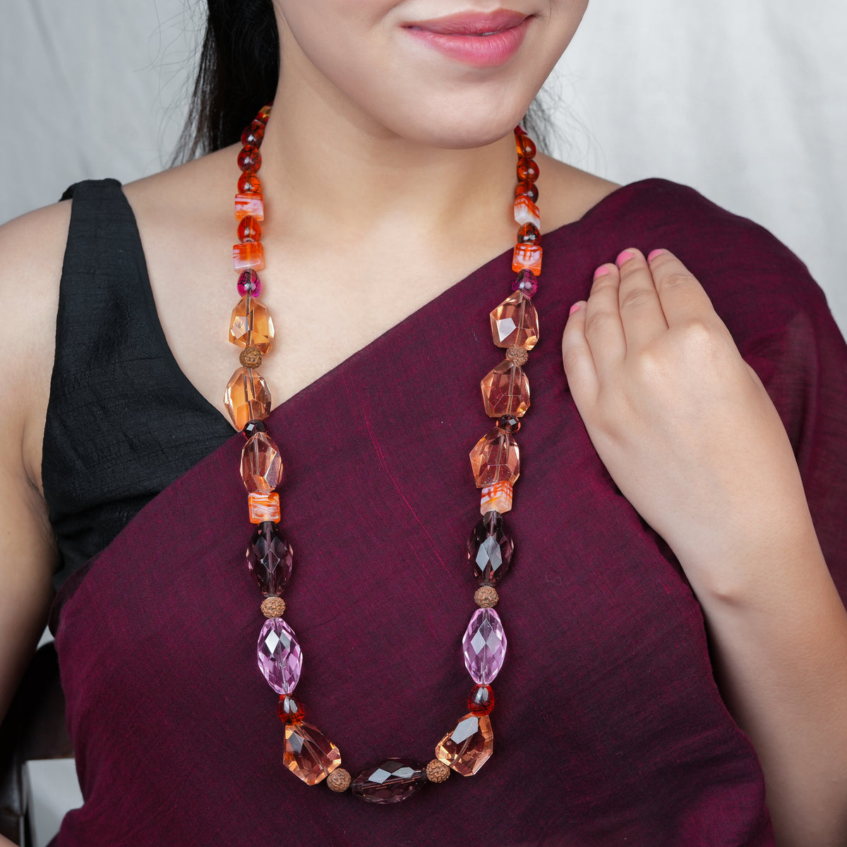 Glass & Rudraksha Bead Necklace