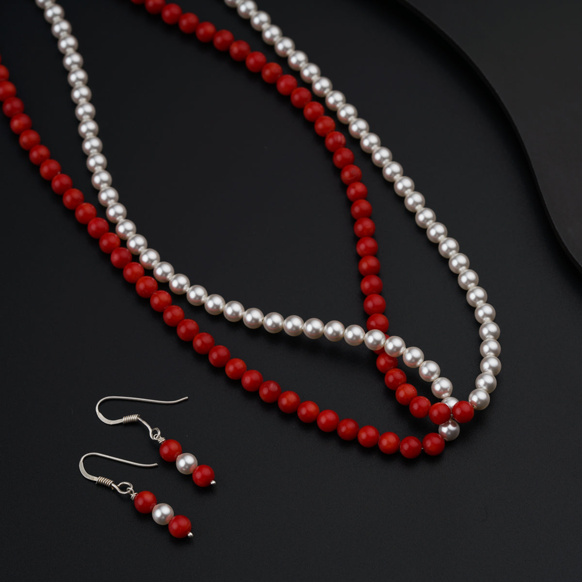 Twisted Coral and Pearl Set