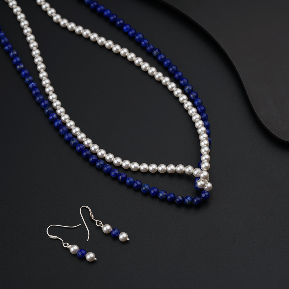 Twisted Lapis and Pearl Set