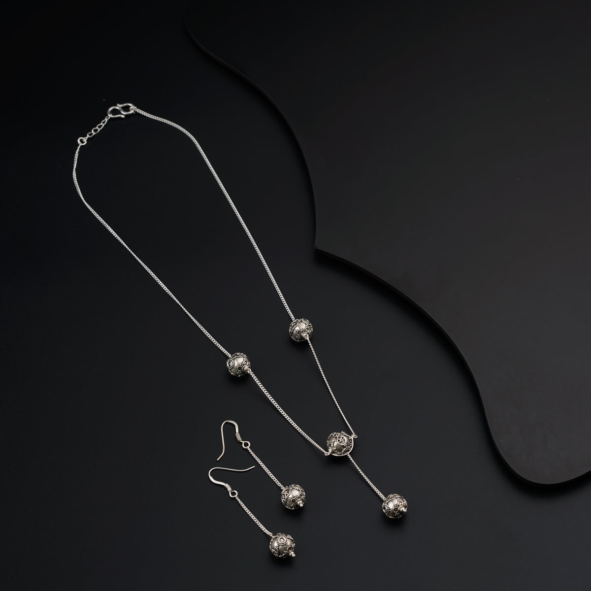 Textured Beads Silver Set
