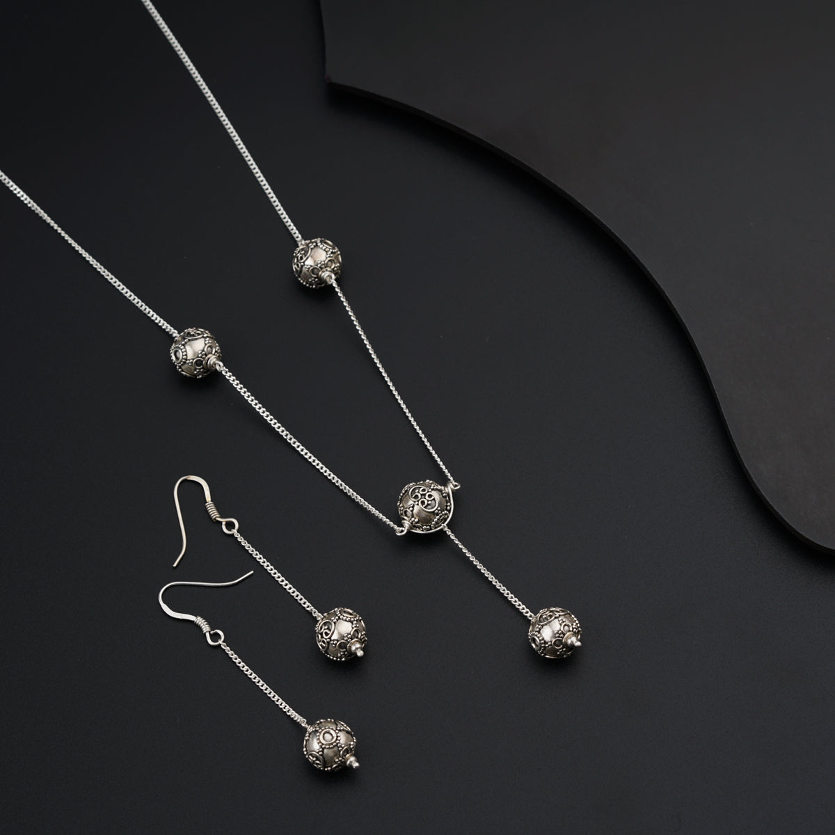 Textured Beads Silver Set