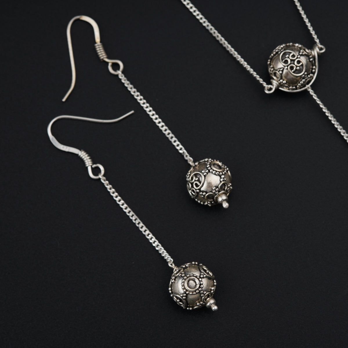 Textured Beads Silver Set