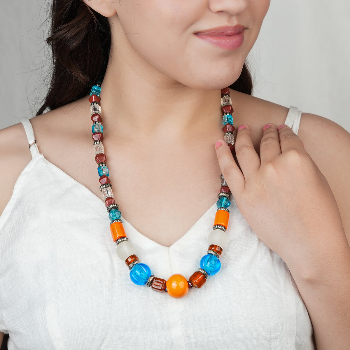 Orange Glass Bead Necklace