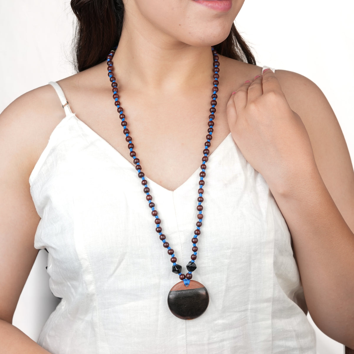 Wooden & Clay Beaded Necklace