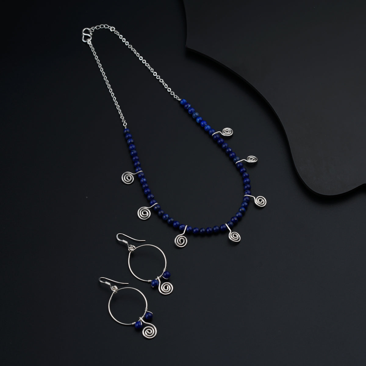 Dainty Spiral Set with Lapis stones