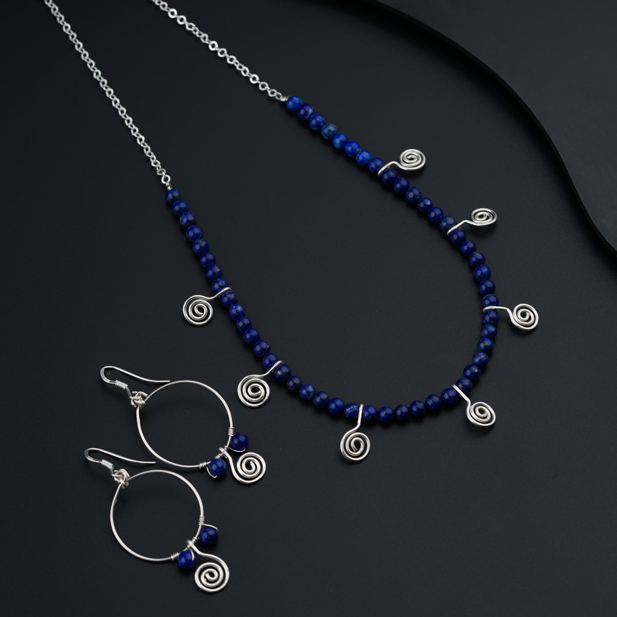 Dainty Spiral Set with Lapis stones