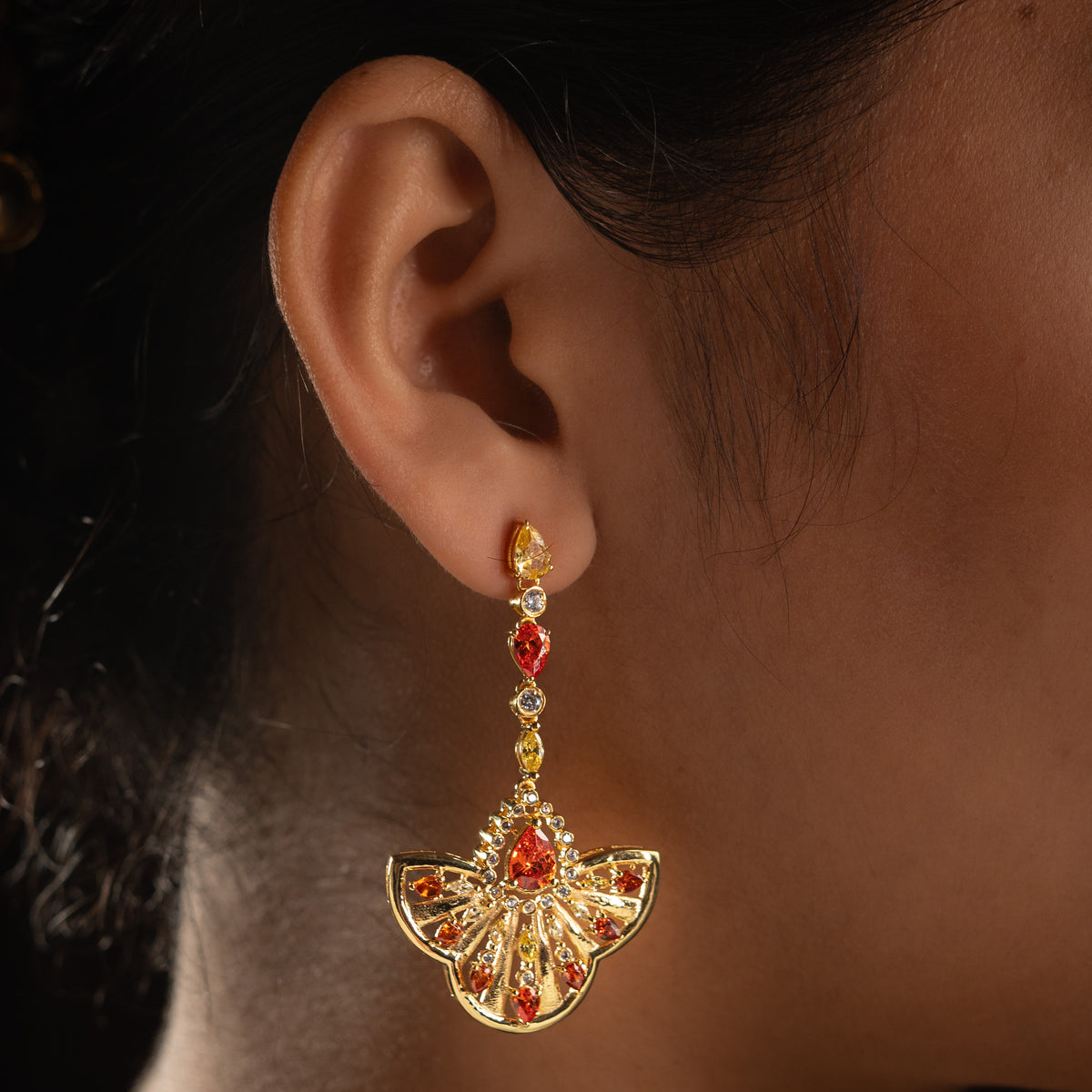 Oyster Shell Portugese Window Inspired Earring | 22K Gold Plated