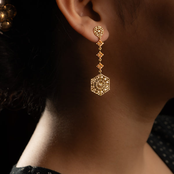 Kulgam / Lattice work / Pinjrakari Pattern Inspired Earring | 22K Gold Plated