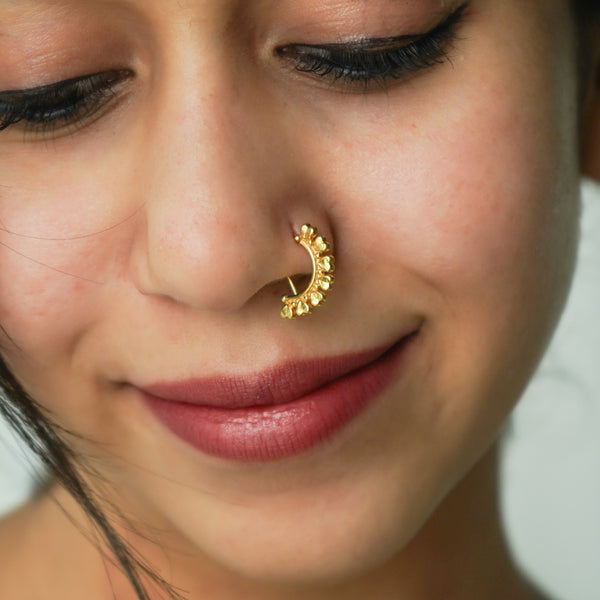 Heart Nath (Left, Pierced) | 92.5 Silver | 22K Gold Plated