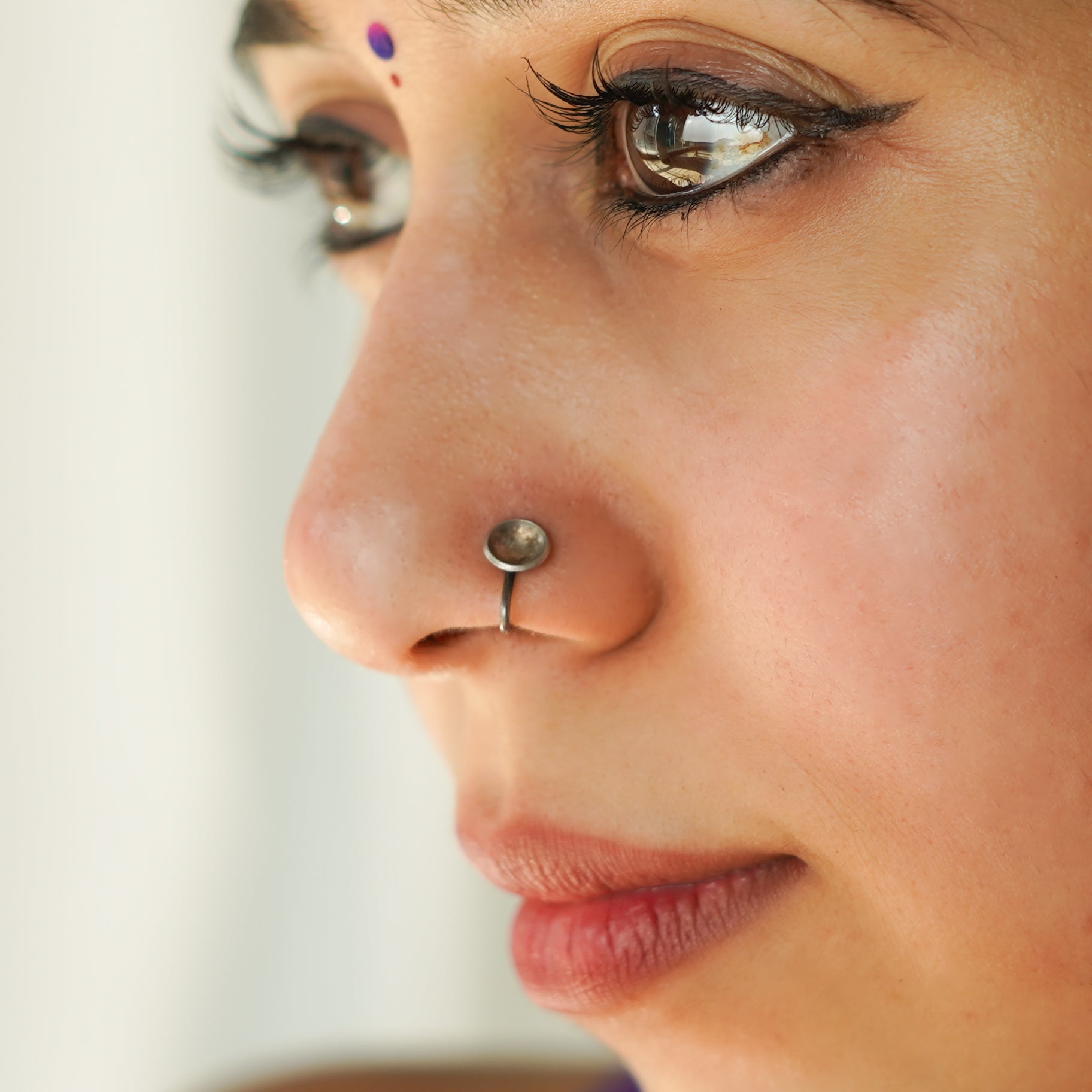 Silver nose pin ( vatee motif, Clip on )