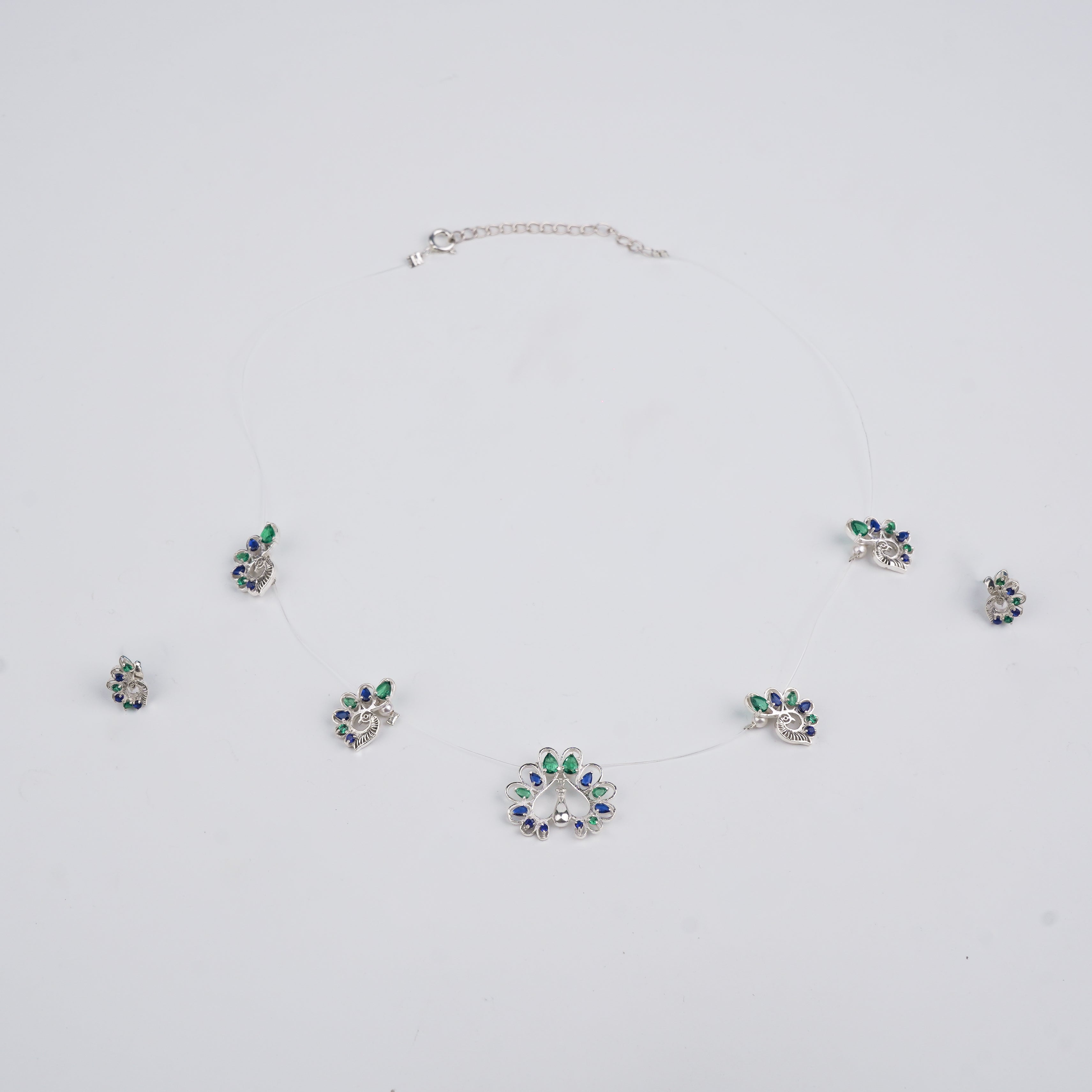 Silver CZ Multi Charm Set with Invisible Thread