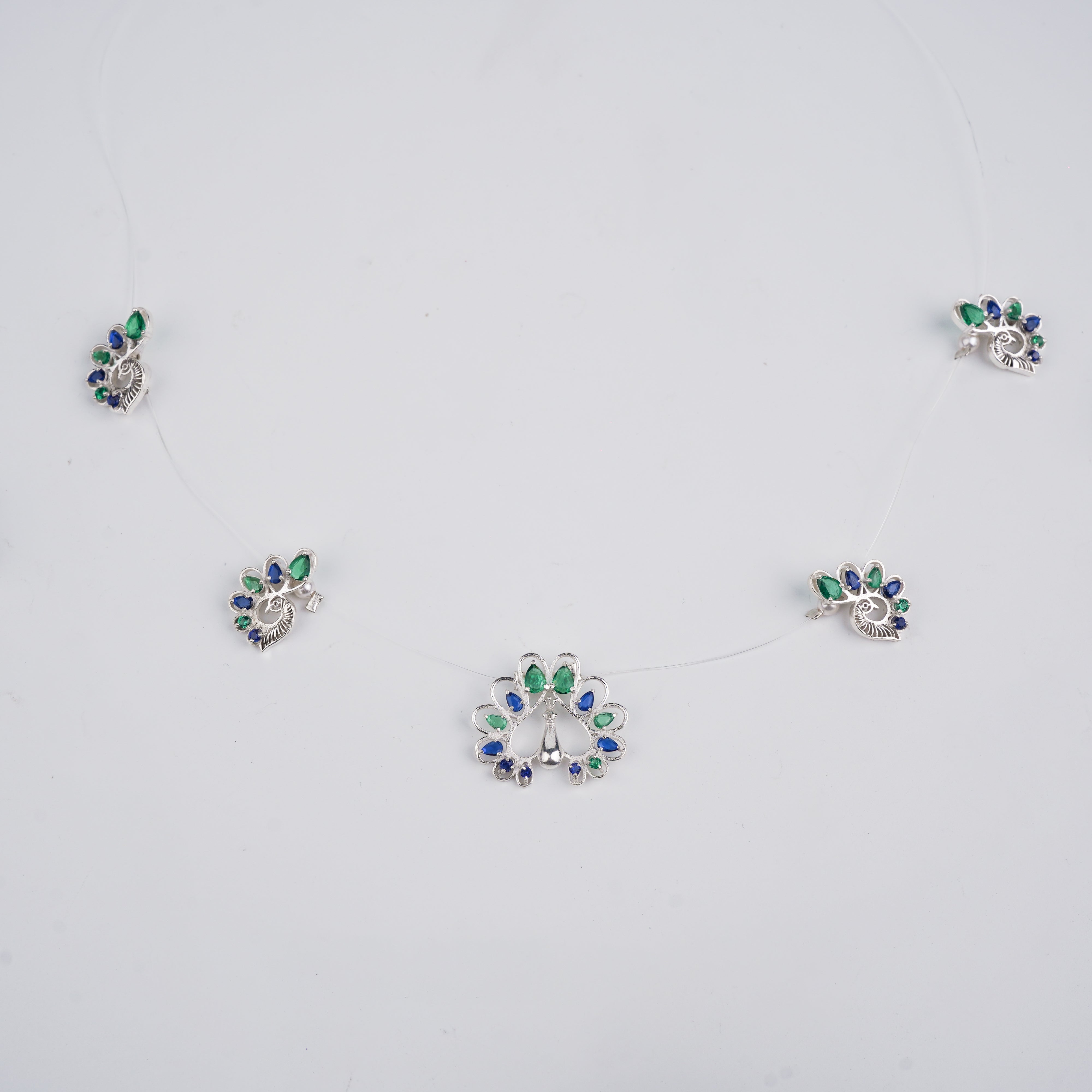 Silver CZ Multi Charm Set with Invisible Thread
