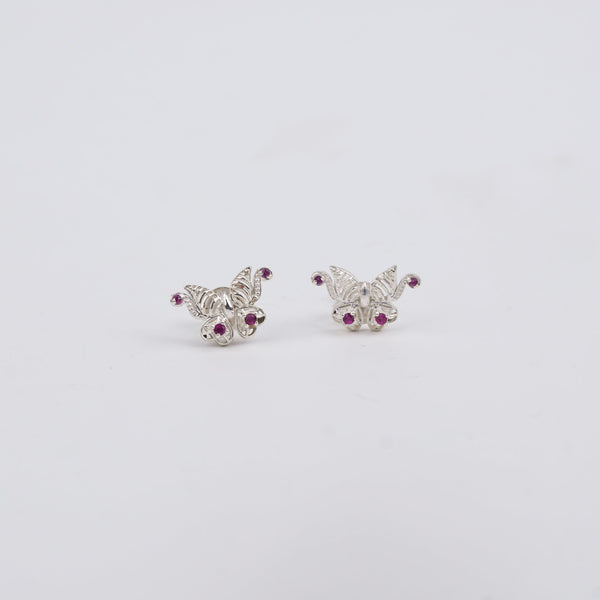 Silver CZ Butterfly Earrings