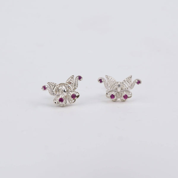 Silver CZ Butterfly Earrings