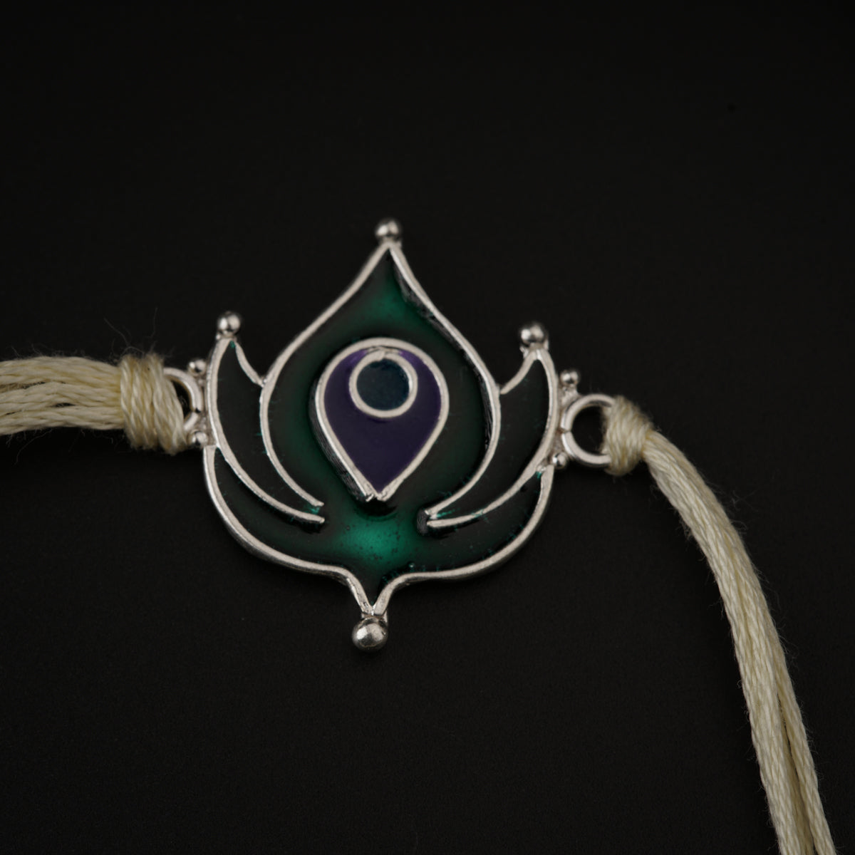 Silver Meenakari Morpankh Rakhi