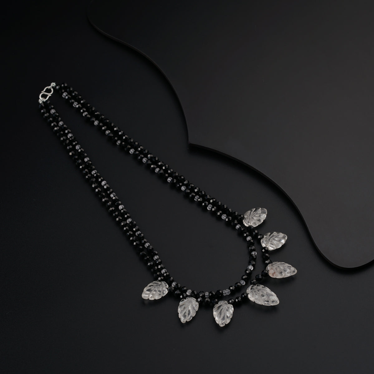 Yin Yang: Silver Necklace with Black spinel and Crystals