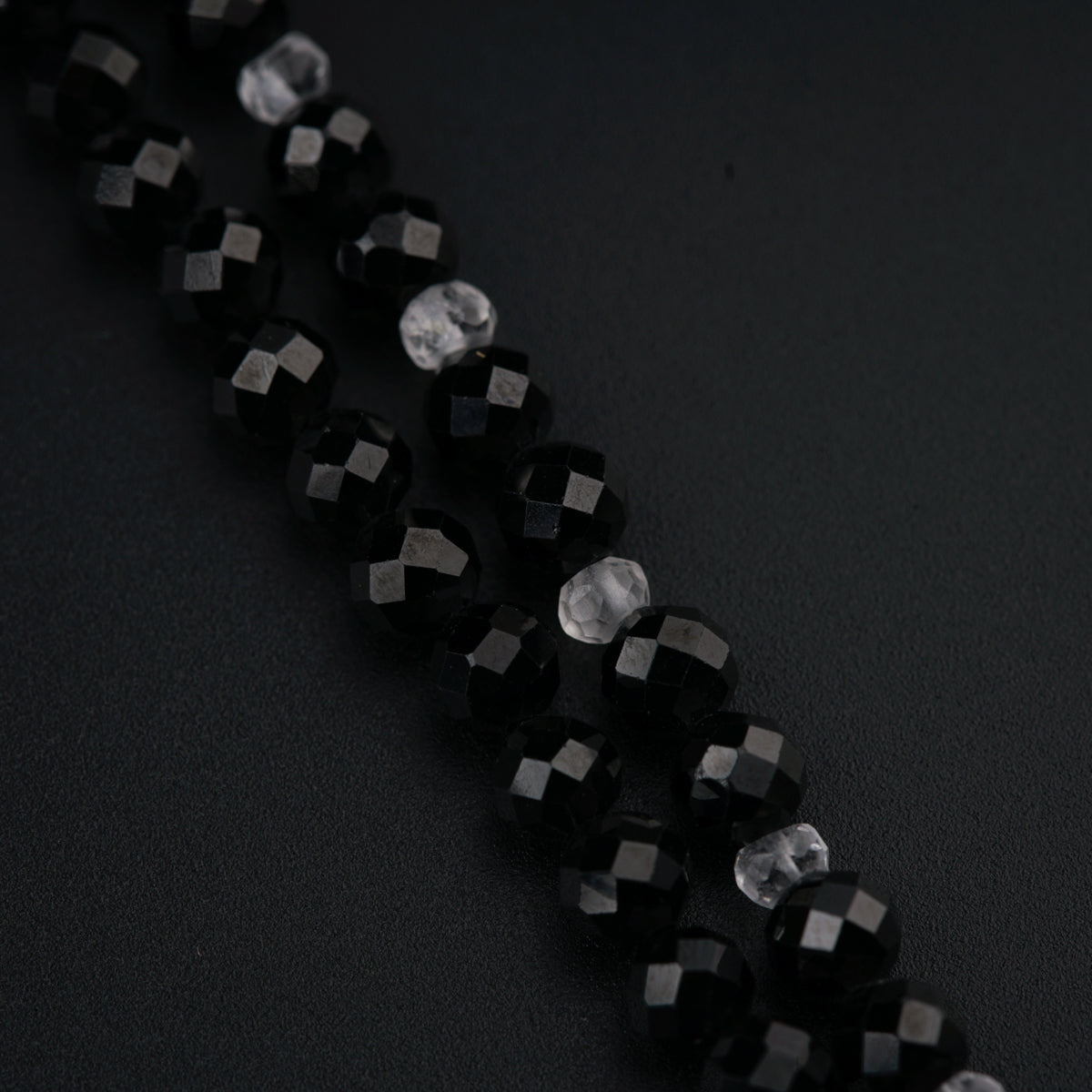 Yin Yang: Silver Necklace with Black spinel and Crystals