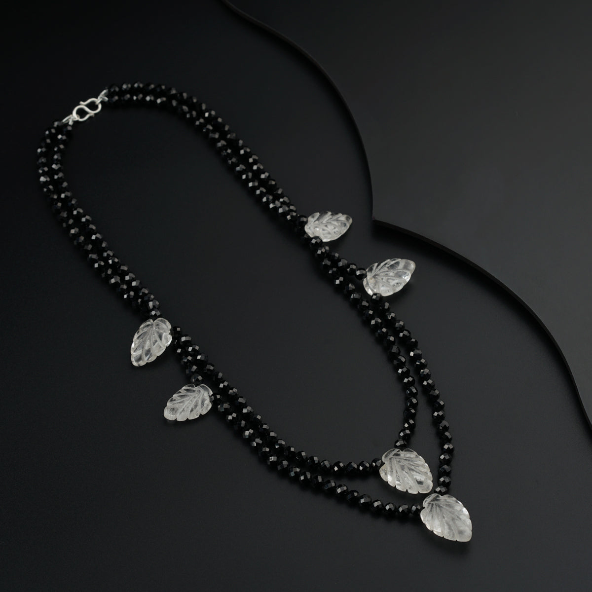 Yin Yang: Silver Necklace with Black spinel and Crystals