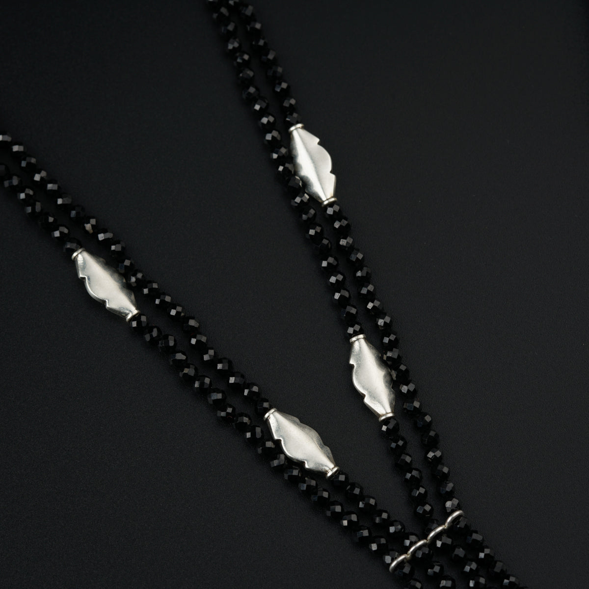 Yin Yang: Silver Necklace with Black Spinel, Crystals and Silver findings