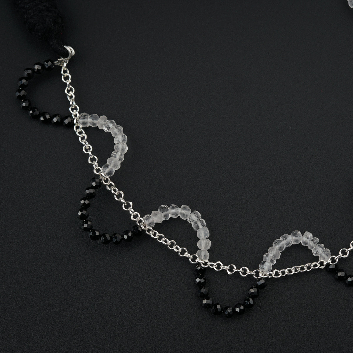 Yin Yang: Silver Necklace with Black spinel and Crystals