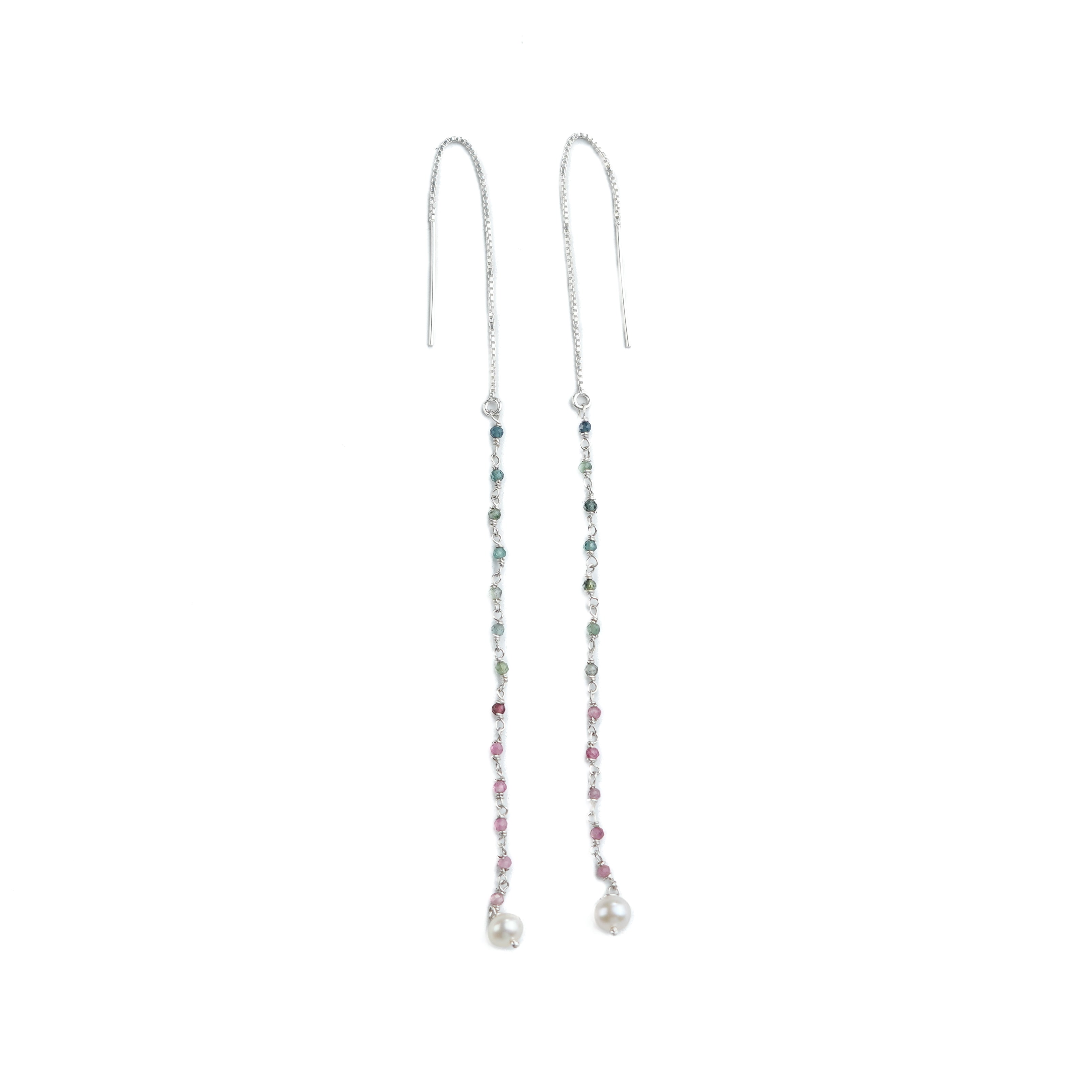 Tourmaline & Freshwater Pearl Ganthan Sui Dhaga Earrings (Project Handmade)