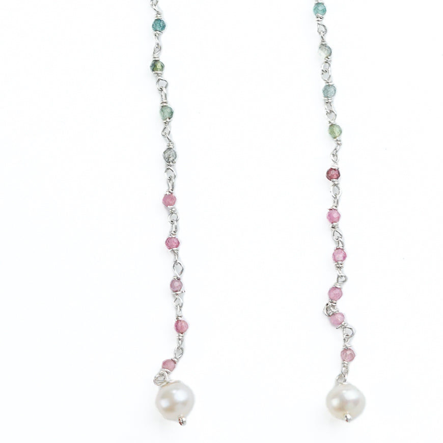 Tourmaline & Freshwater Pearl Ganthan Sui Dhaga Earrings (Project Handmade)