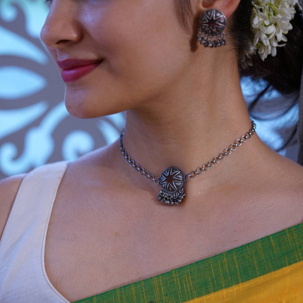 Silver Handmade Choker Set : Ghungroo