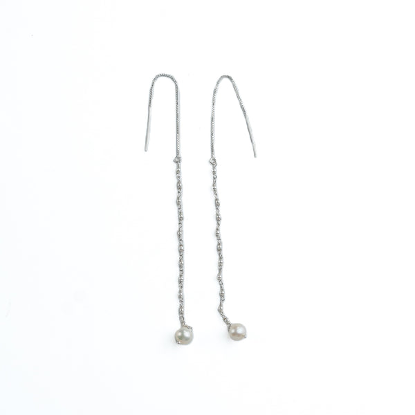 Silver Pipe & Sarmanee Ganthan Sui Dhaga Earrings (Project Handmade)