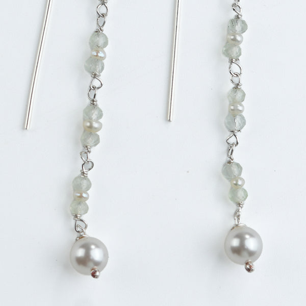 Peridot & Pearl Ganthan Sui Dhaga Earrings (Project Handmade)