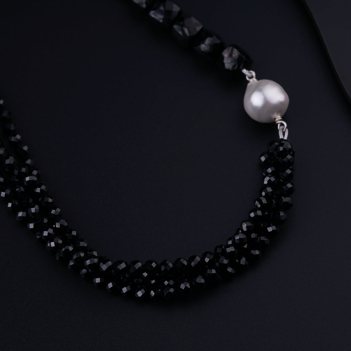 Yin Yang: Silver Necklace with Black Spinel and Pearl