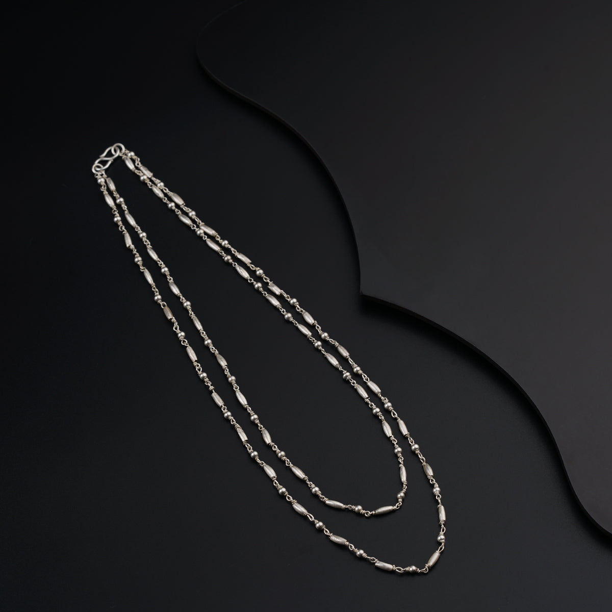 Double Layered Silver Bead Necklace